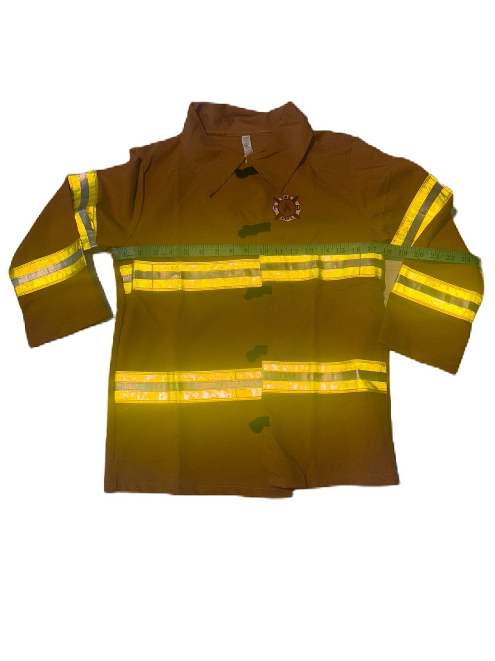Mustard Yellow Kids Firefighter Costume with Yellow Reflective Stripes - Picture 13 of 15